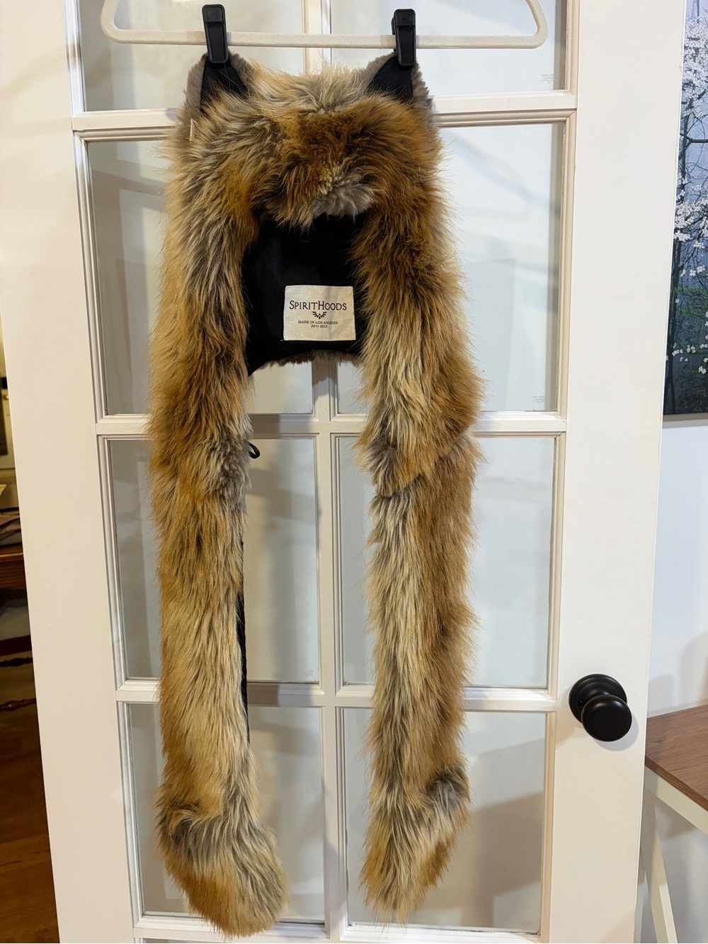 Vintage Red Fox Spirit Hoods Hooded Scarf, Unisex One Size Spirithoods Faux Fur